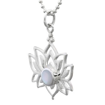 Mother Of Pearl Lotus Lay Out Silver Pendant by BeYindi 