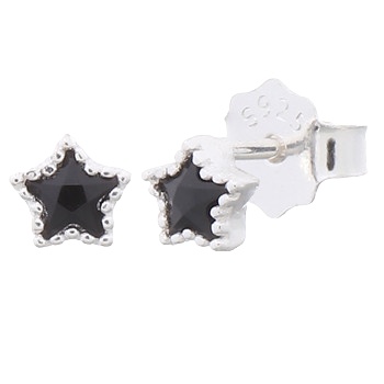 Mini Sparkling Star With Black CZ 925 Silver Stud Earrings by BeYindi 