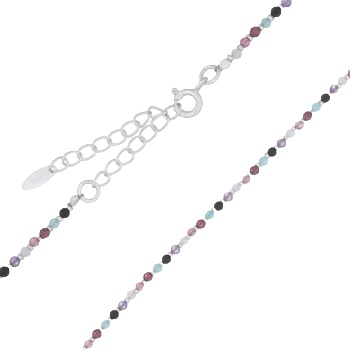 Precious Gemstones With Silver Spacer Choker Necklace by BeYindi 