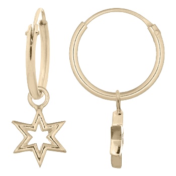 Twinkle Star Charm Gold Plated Hoop Silver Earrings by BeYindi 