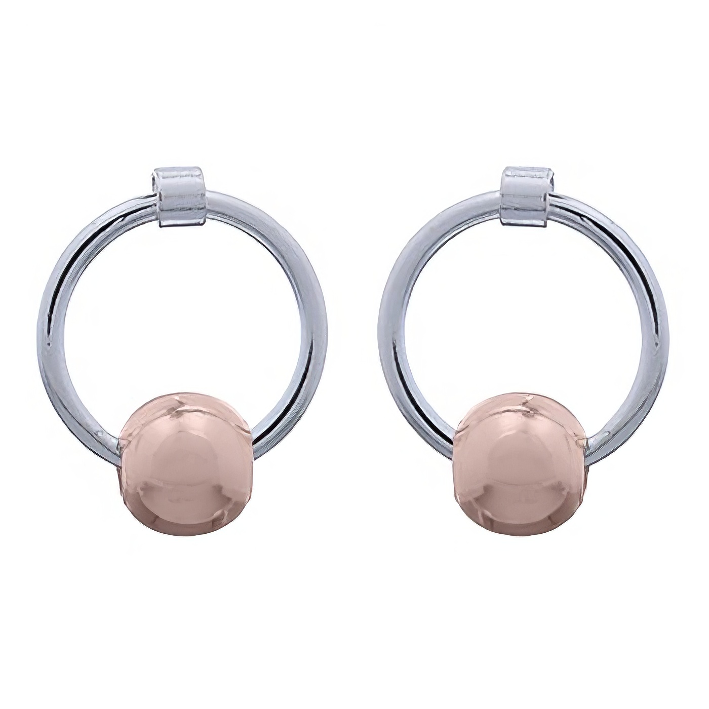 925 Hoop and Rose Gold Plated Ball Stud Earring by BeYindi 