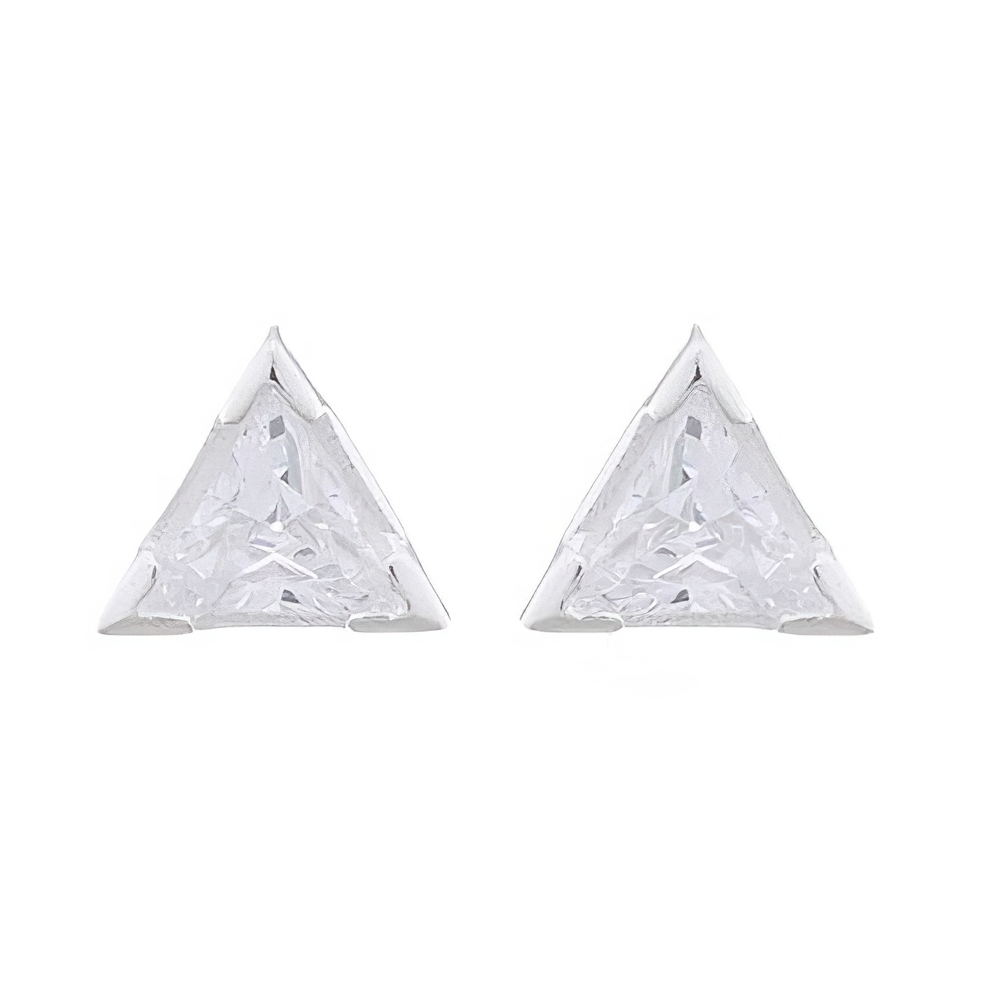 Faceted CZ Triangle Stud Earrings 925 Silver by BeYindi 