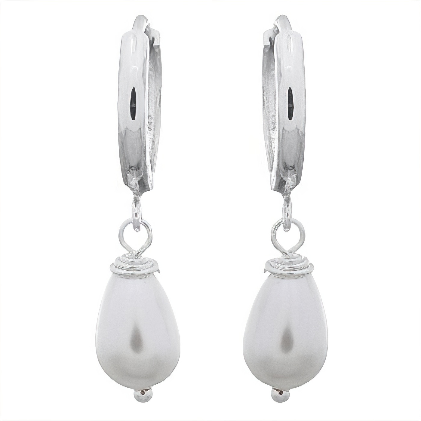 Huggie Freshwater Pearl Drop Sterling Silver Earrings by BeYindi 