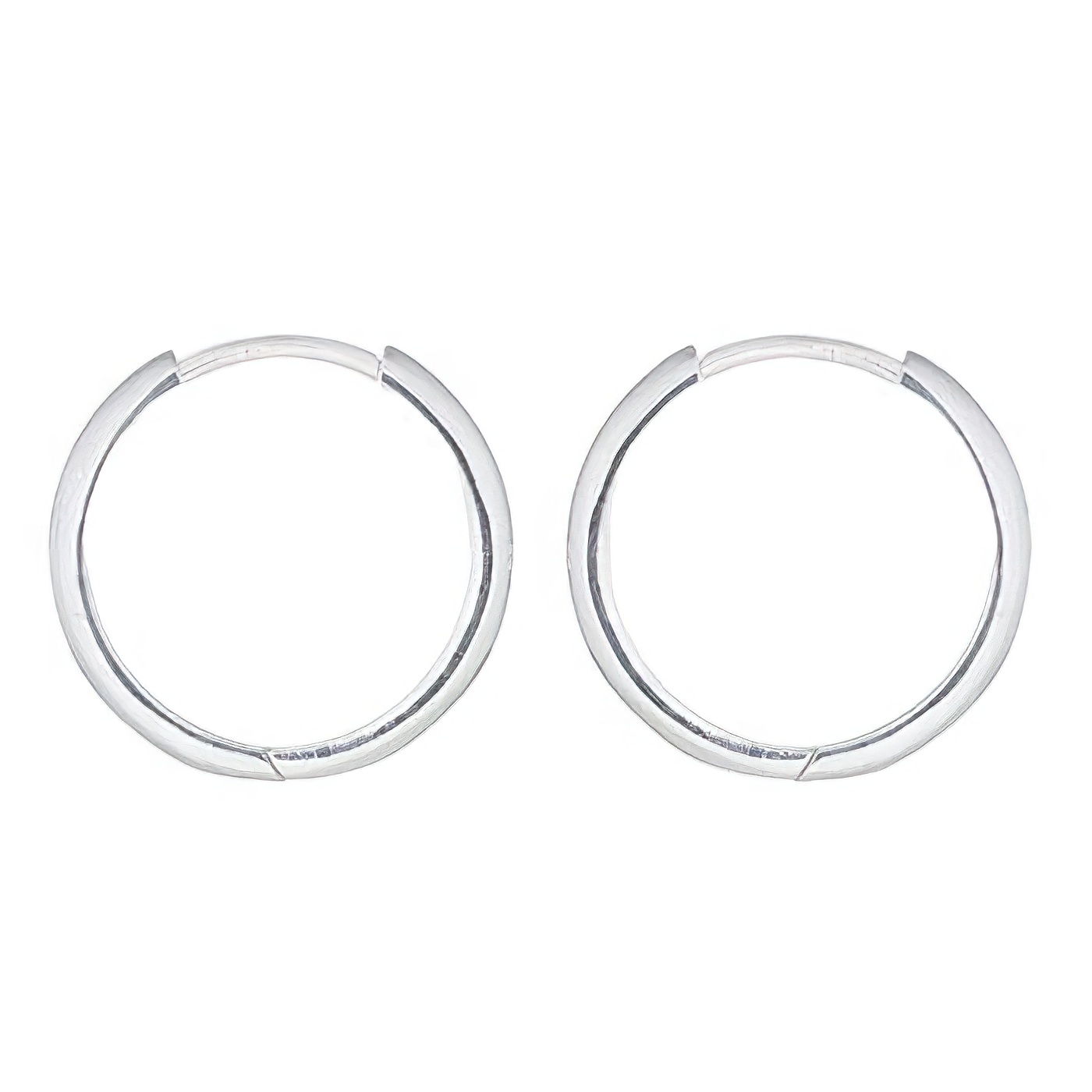 Flat Round 925 Sterling Silver Large Circle Hoop Earrings by BeYindi 