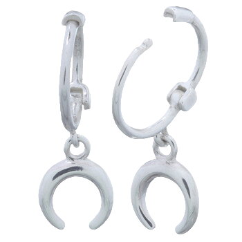 Crescent Moon Dangling Sterling Silver 925 Huggie Hoop Earrings by BeYindi 2