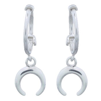 Crescent Moon Dangling Sterling Silver 925 Huggie Hoop Earrings by BeYindi 