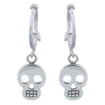 Gothic Skull Dangling Sterling Silver 925 Huggie Hoop Earrings by BeYindi 