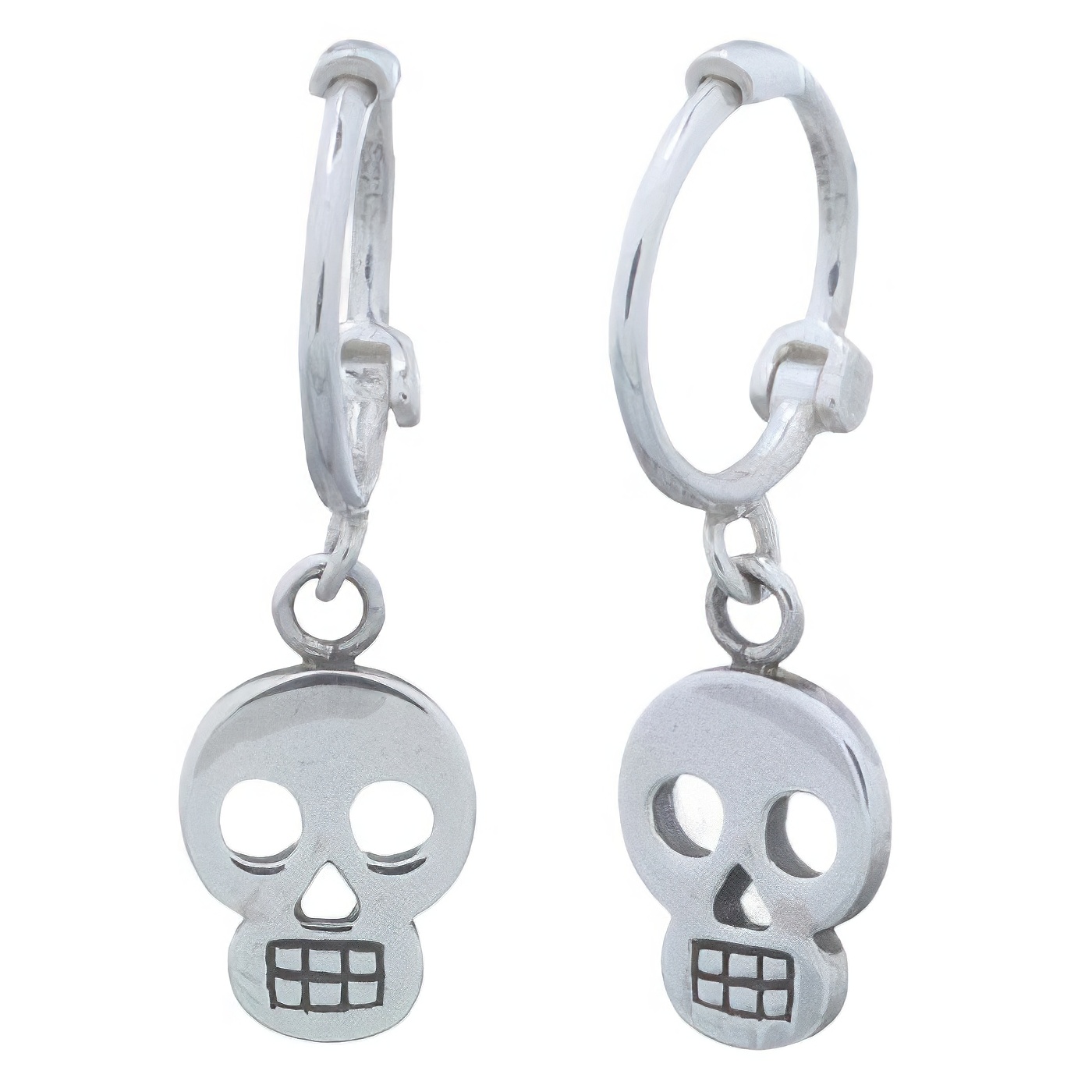 Gothic Skull Dangling Sterling Silver 925 Huggie Hoop Earrings by BeYindi 