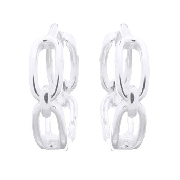 Rectangle Chain Silver Plated 925 Huggie Hoop Earrings by BeYindi 
