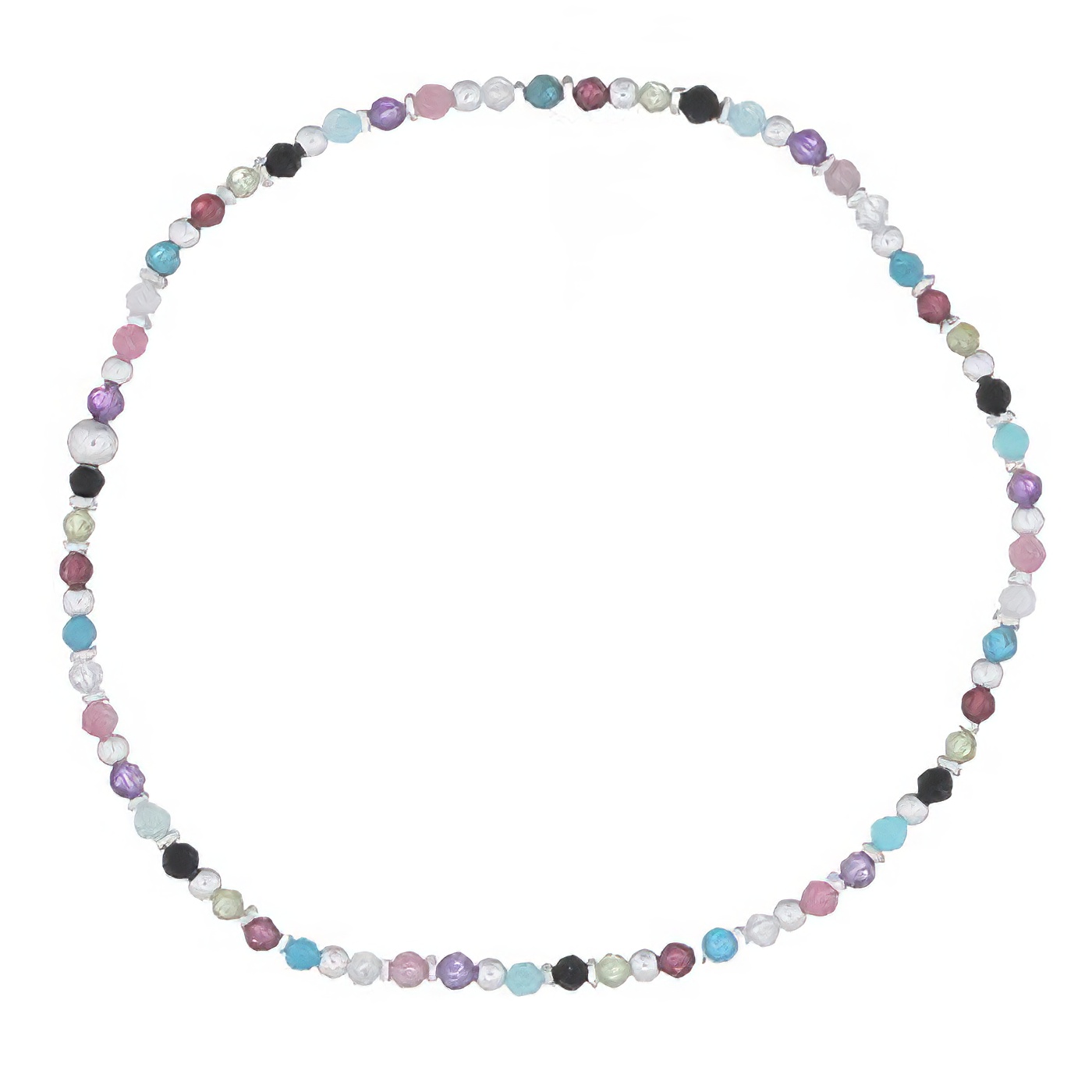 Precious Faceted Mix Stones With 925 Silver Stretchable Bracelet by BeYindi 