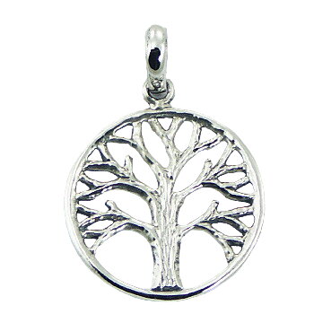 Ajoure rugged style sterling silver tree of life in round frame pendant by BeYindi 
