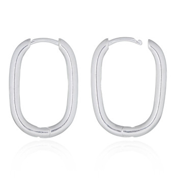 Oval Hoop Silver 925 Huggie Earrings by BeYindi 2