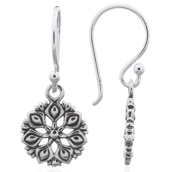 Dahlia Flower Vintage Style 925 Silver Dangle Earrings by BeYindi 