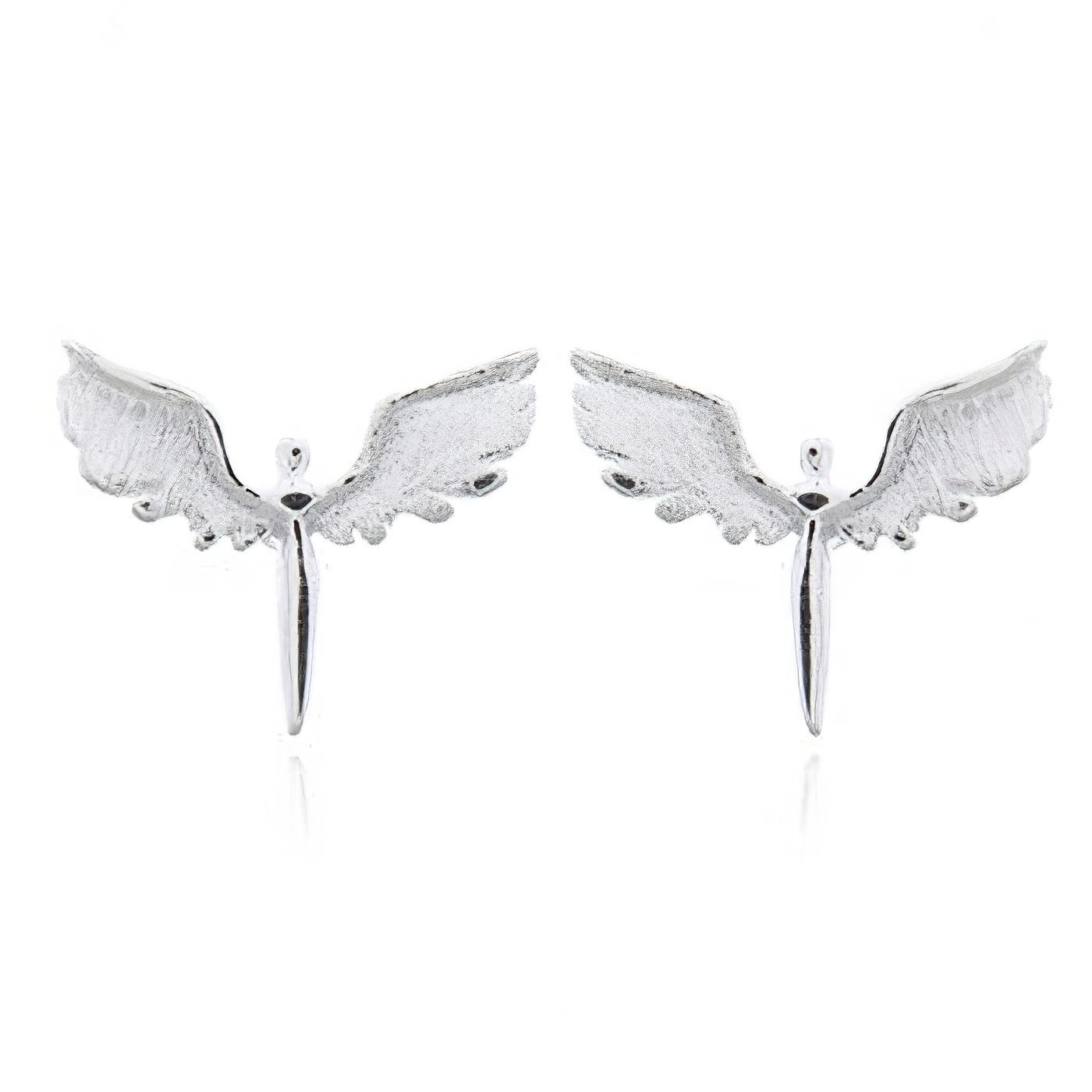 Tiny Guardian Angel Stud Earrings 925 Silver by BeYindi 