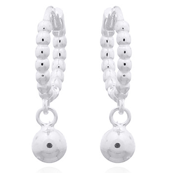 Silver Ball Charm Bead Huggie Earrings 925 Silver by BeYindi 