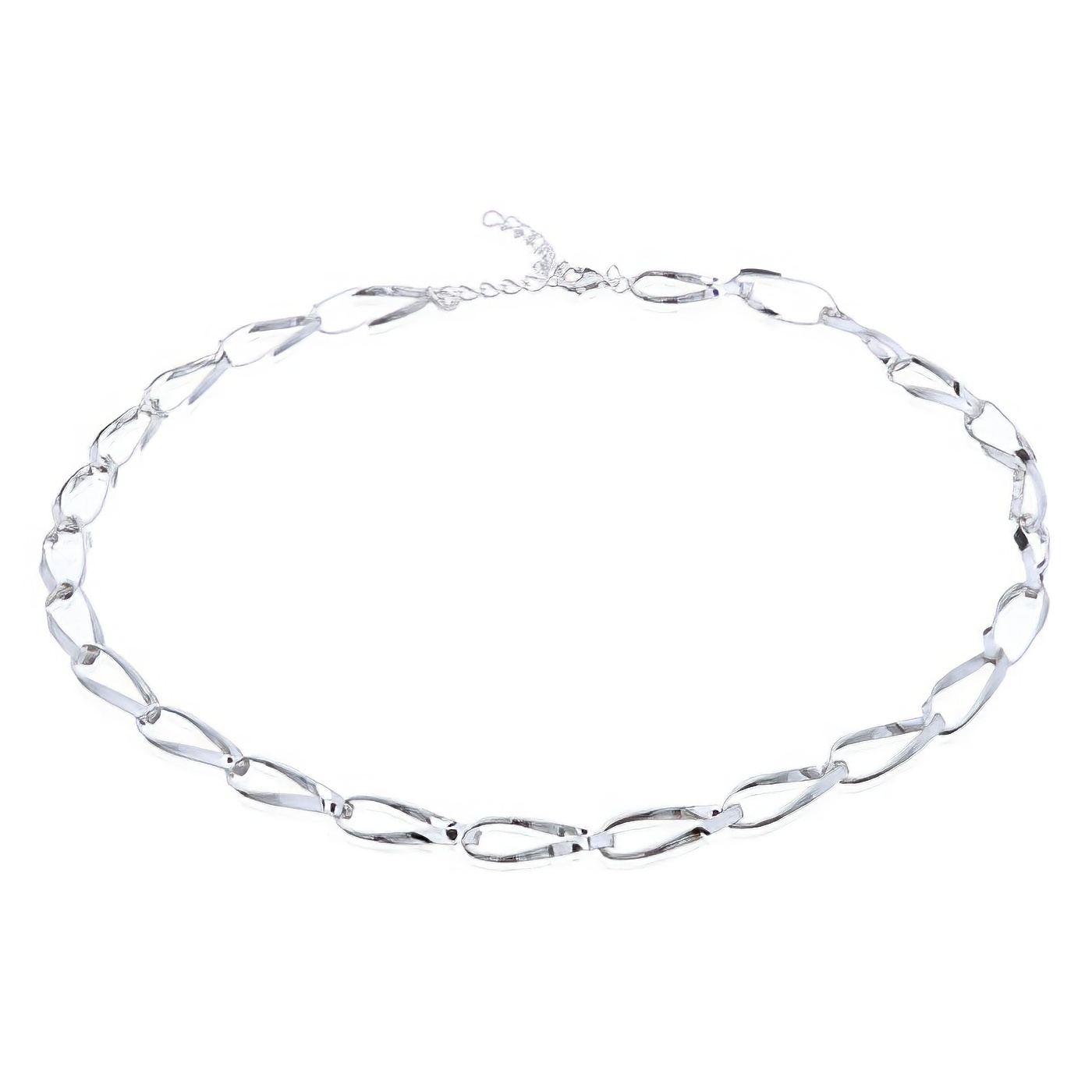 Slightly Twisted Chain Link 925 Sterling Silver Necklace by BeYindi 