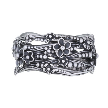 Diverse Spring Flowers on Branches 925 Silver Ring by BeYindi 