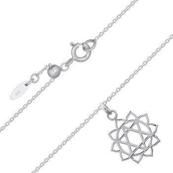 Heart Chakra Sterling Plain Silver Chain Necklace by BeYindi 