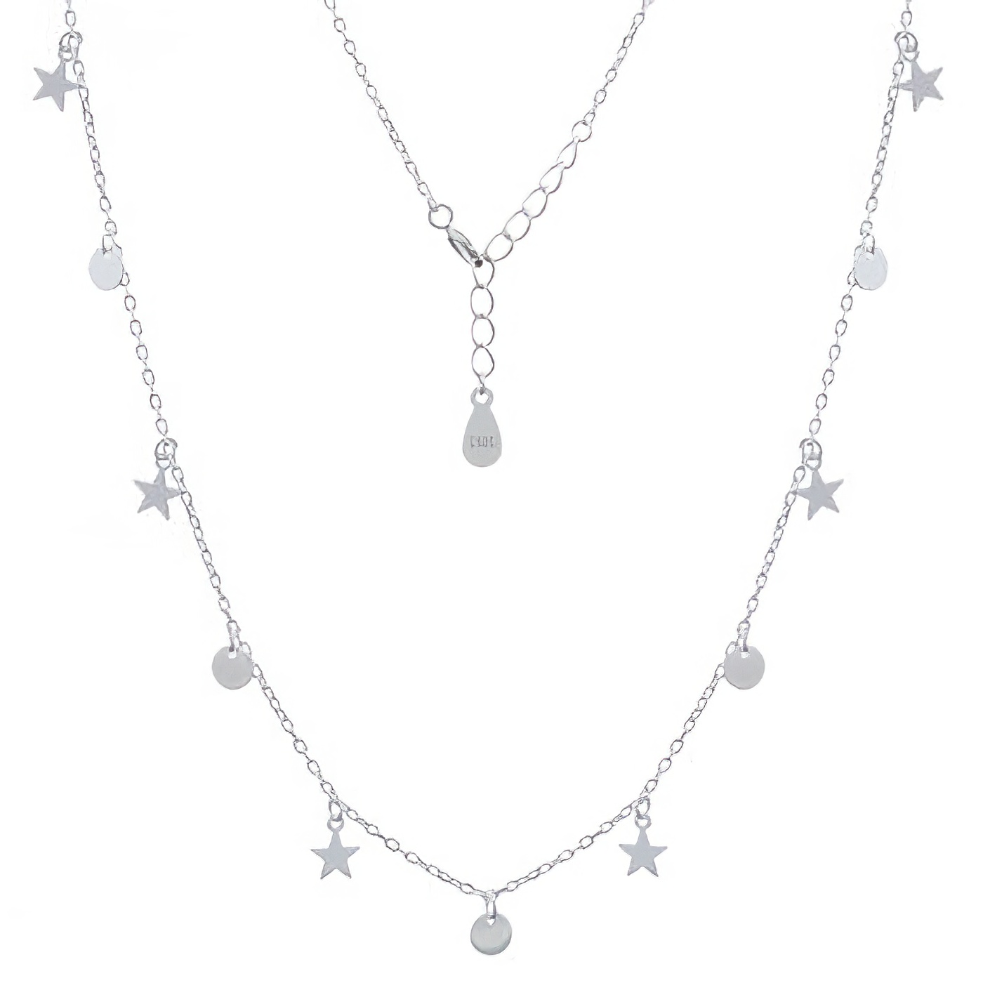 Silver Plated Star Discs 925 Chain Necklace by BeYindi 