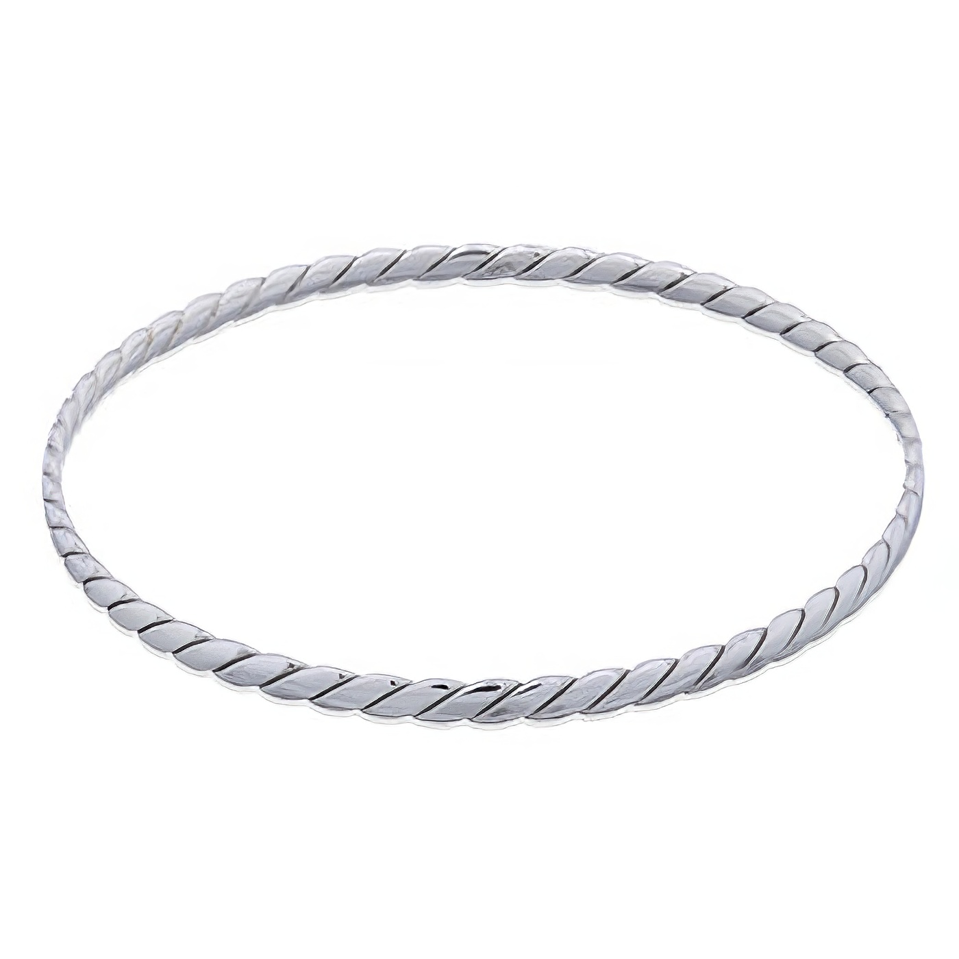 Flat Twisted 925 Silver Wire Bangle by BeYindi 