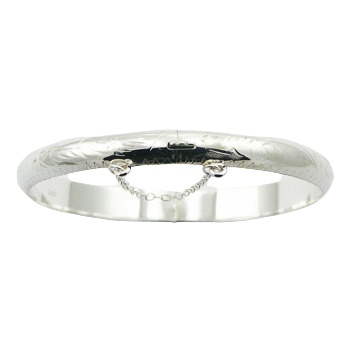 Convexed Delicate Ornament Plain Sterling Silver Bangle by BeYindi 
