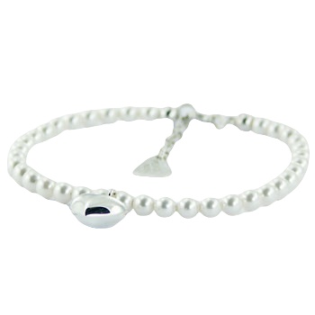 Swarovski Crystal Pearl Bracelet Polished Silver Heart Charm by BeYindi 2